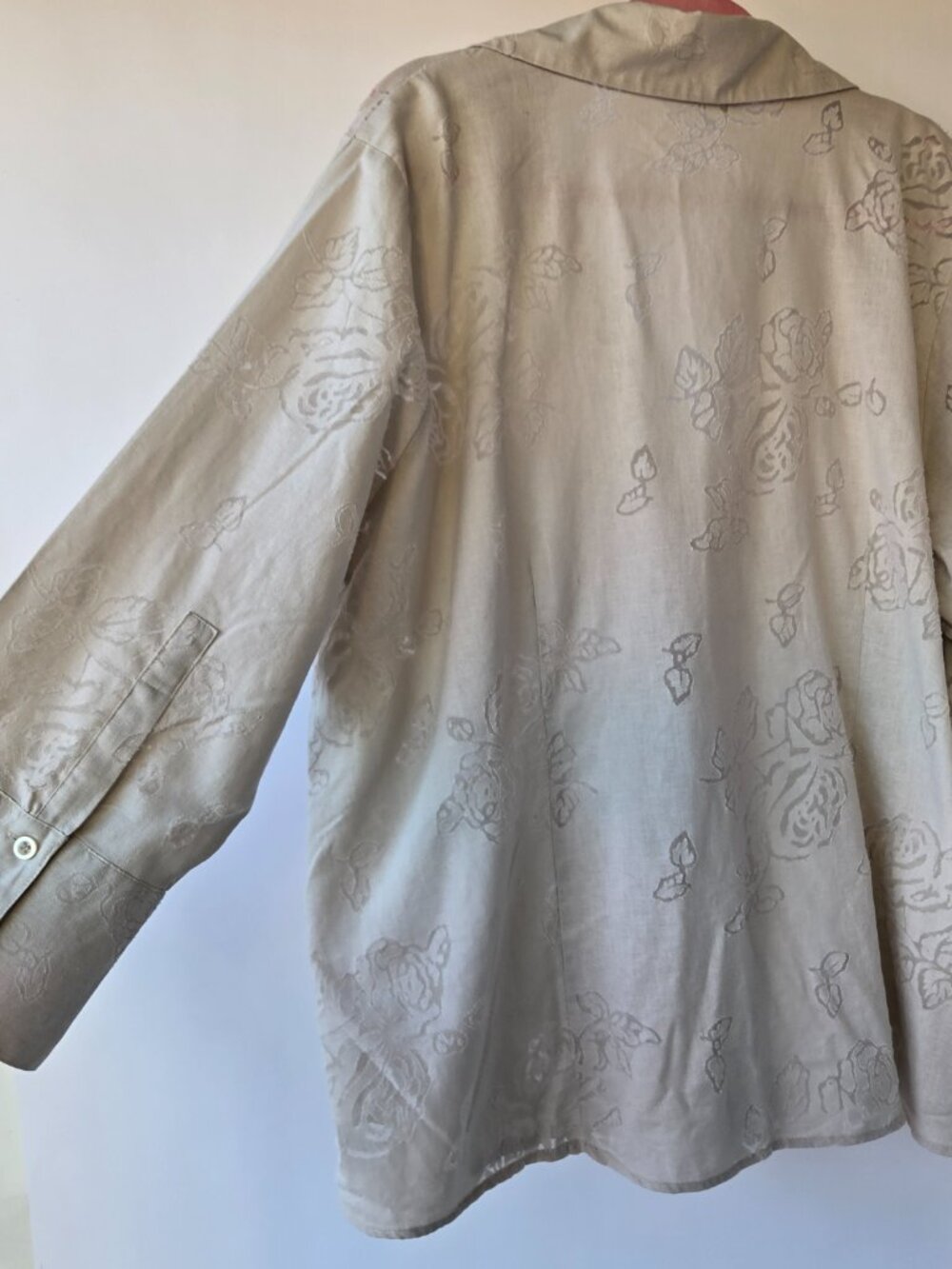 Harve Benard Oatmeal Linen Blend Rose Blouse Boho Cottage Office Casual Size 2X - Picture 6 of 9